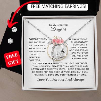 To My Beautiful Daughter-Forever Love Necklace With Free Gift