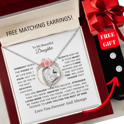 To My Beautiful Daughter-Forever Love Necklace With Free Gift