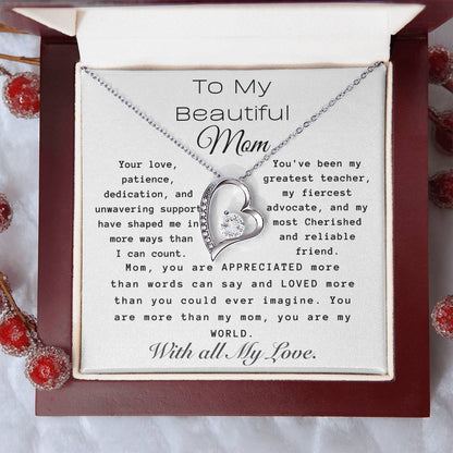 Forever Love Necklace For Mom, You Are My World