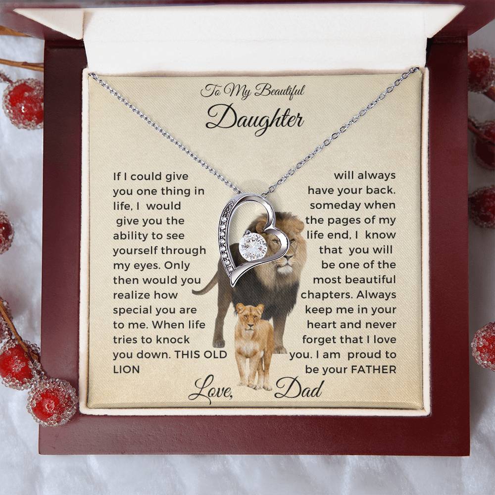 To My Daughter Forever Love Necklace-Lion and Cub-