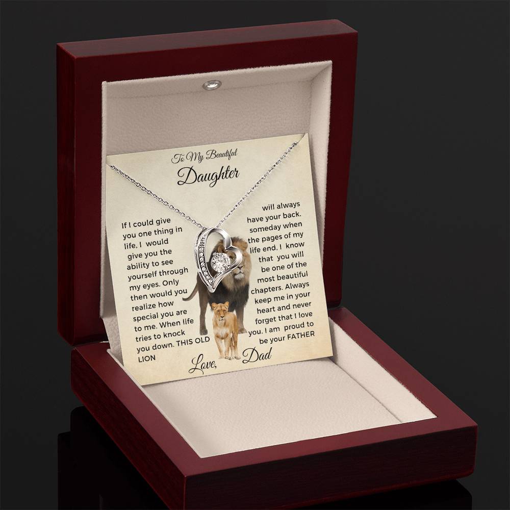 To My Daughter Forever Love Necklace-Lion and Cub-