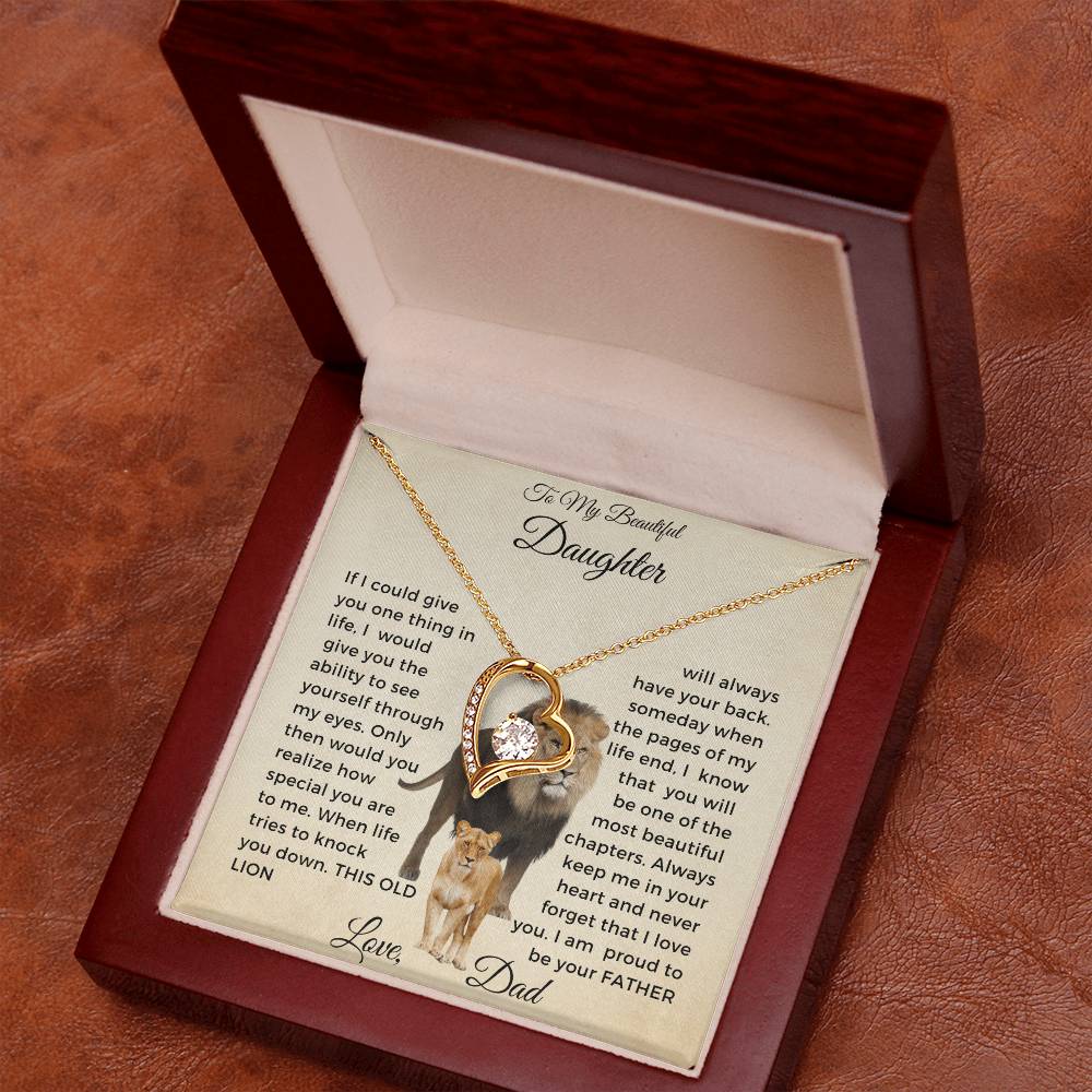 To My Daughter Forever Love Necklace-Lion and Cub-