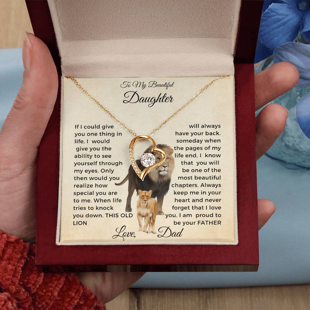 To My Daughter Forever Love Necklace-Lion and Cub-