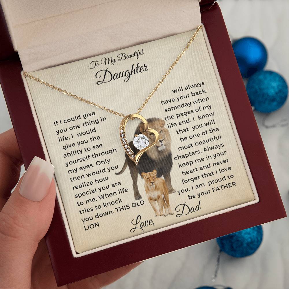 To My Daughter Forever Love Necklace-Lion and Cub-