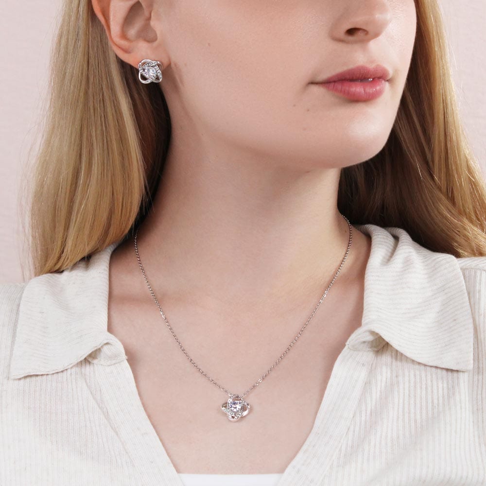 To My Beautiful Princess Love Knot Necklace With Free Earrings Set