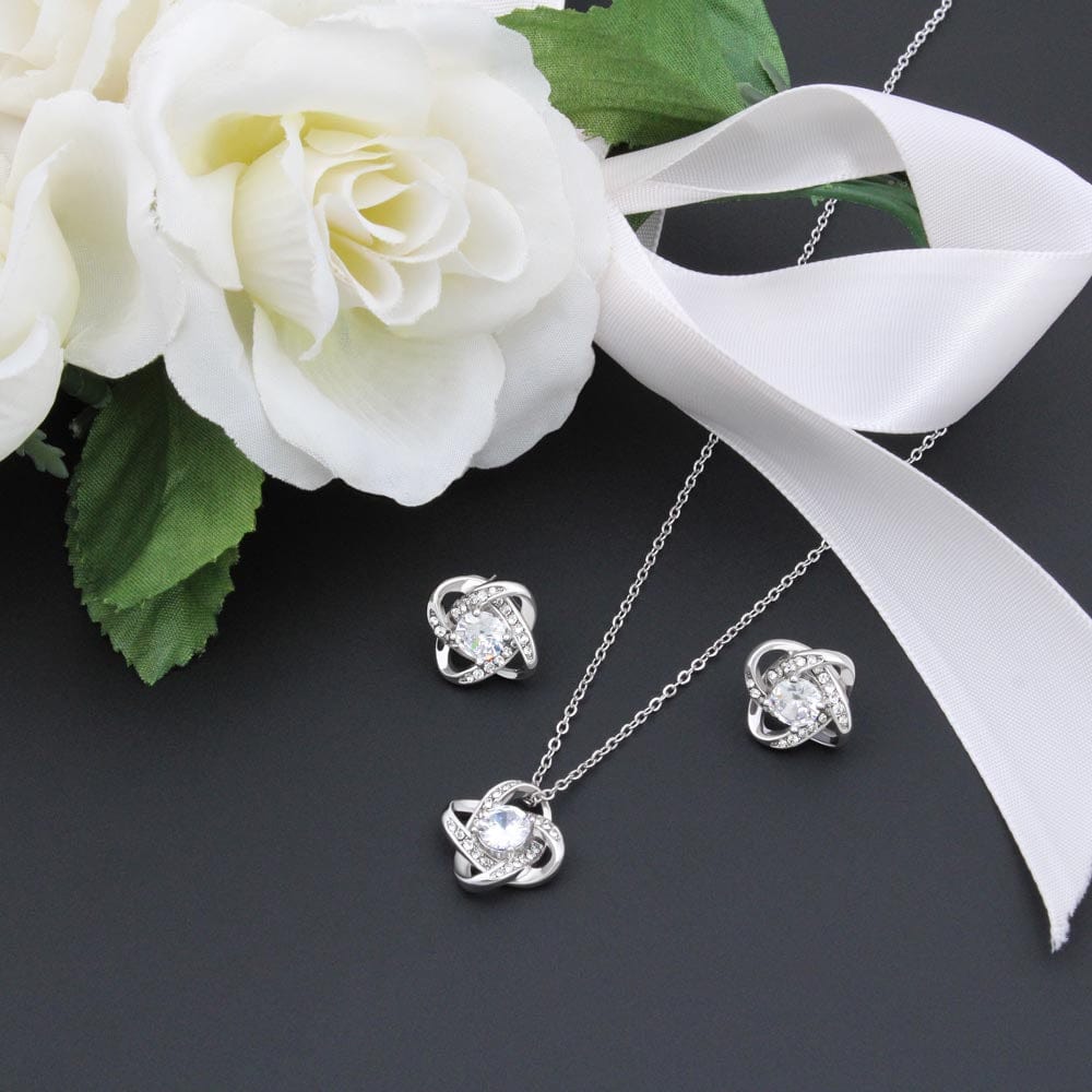 To My Beautiful Princess Love Knot Necklace With Free Earrings Set