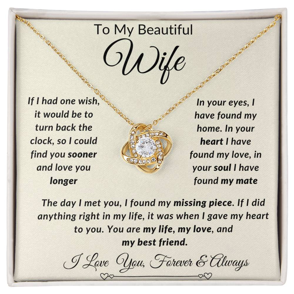 To My Beautiful Wife-You Are My LIfe, My Love And My Best Friend- Forever Together Necklace