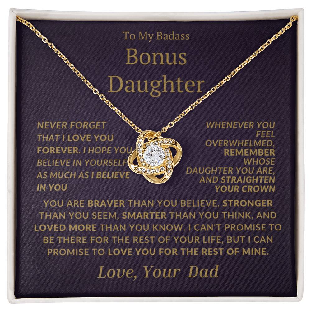 Badass Bonus Daughter Love Knot Necklace From Dad