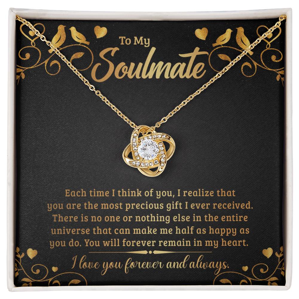 To My Soulmate  Love Knot Necklace