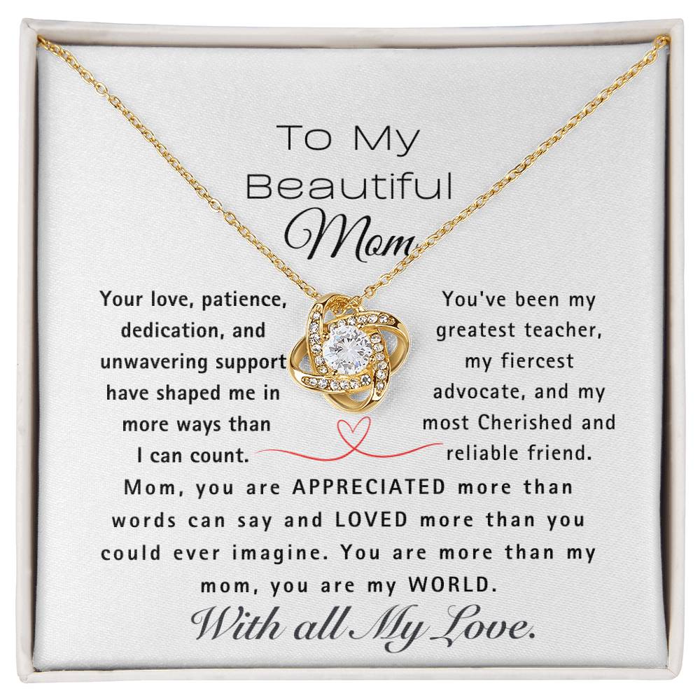 MOM, You are My World-Love Knot Necklace