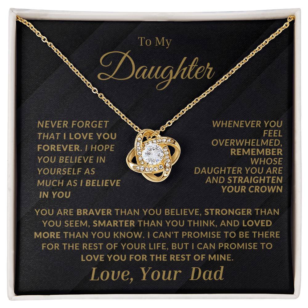 Daughter Love Knot Necklace From Dad-Black