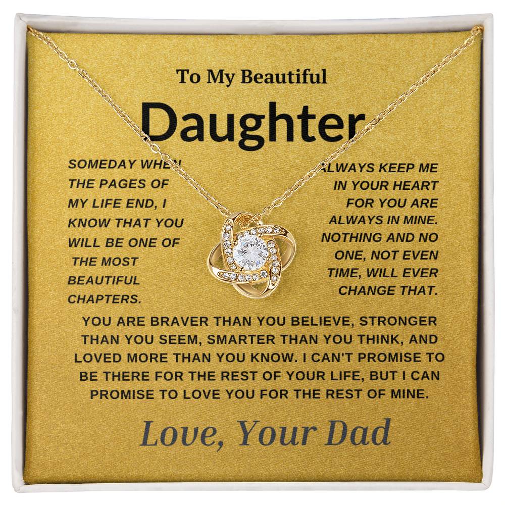 For My  Beautiful Daughter Love Knot Necklace-Dad Gold Card