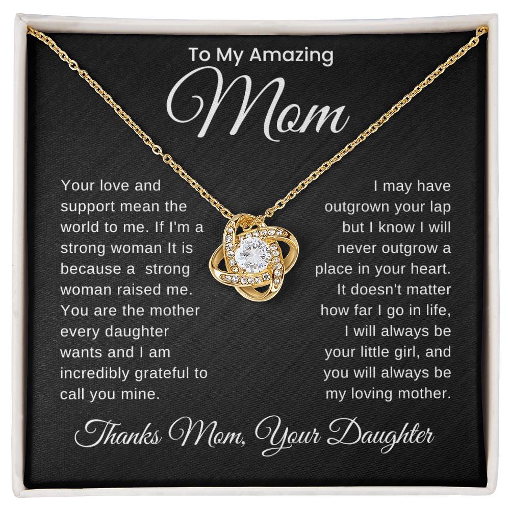 Strong Mom, Strong Daughter- Love Knot Necklace For Mom From Daughter