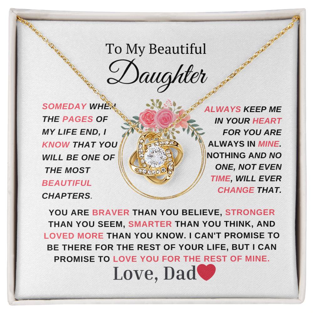 Daughter -Love Knot Necklace-  Love, Dad Pink