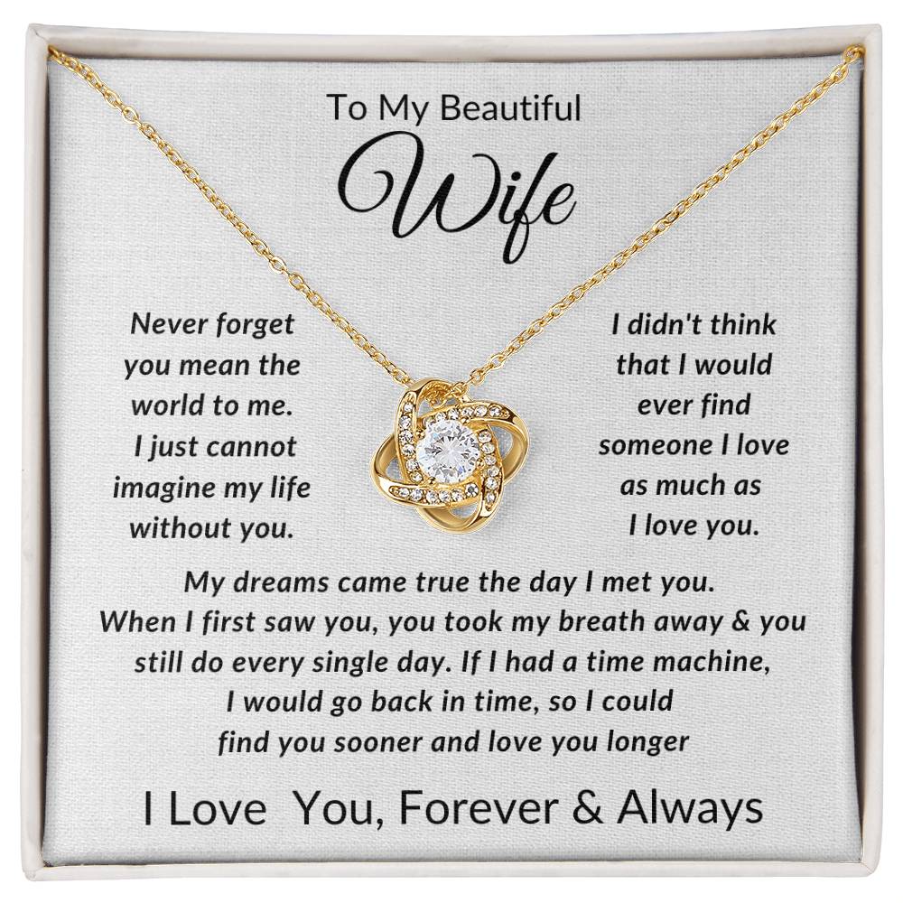 To My Wife-Never Forget You Mean The World to Me- Forever Together Necklace