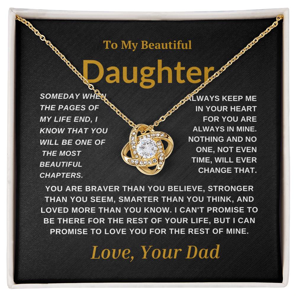 For My  Beautiful Daughter Love Knot Necklace-Dad Black Card