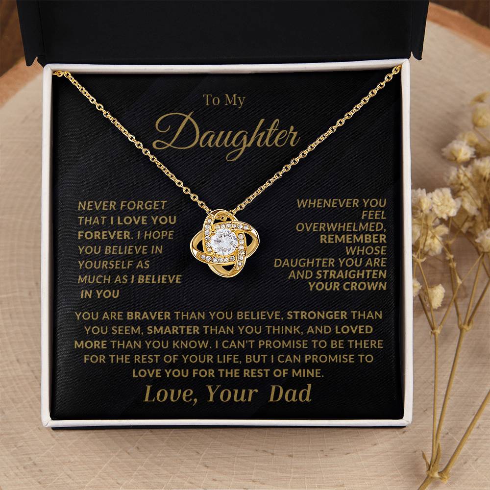 Daughter Love Knot Necklace From Dad-Black