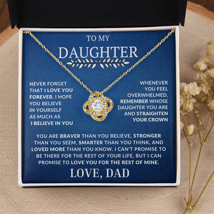 Beautiful Gift For Daughter From Dad "Never Forget That I Love You" Necklace