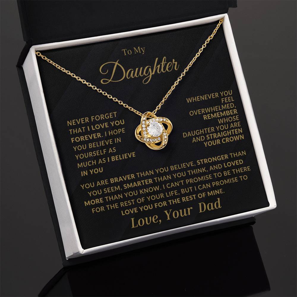 Daughter Love Knot Necklace From Dad-Black