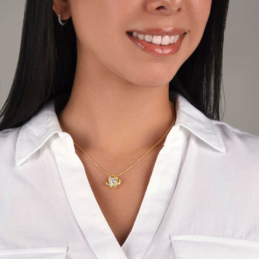 For My  Beautiful Daughter Love Knot Necklace-Dad Gold And White