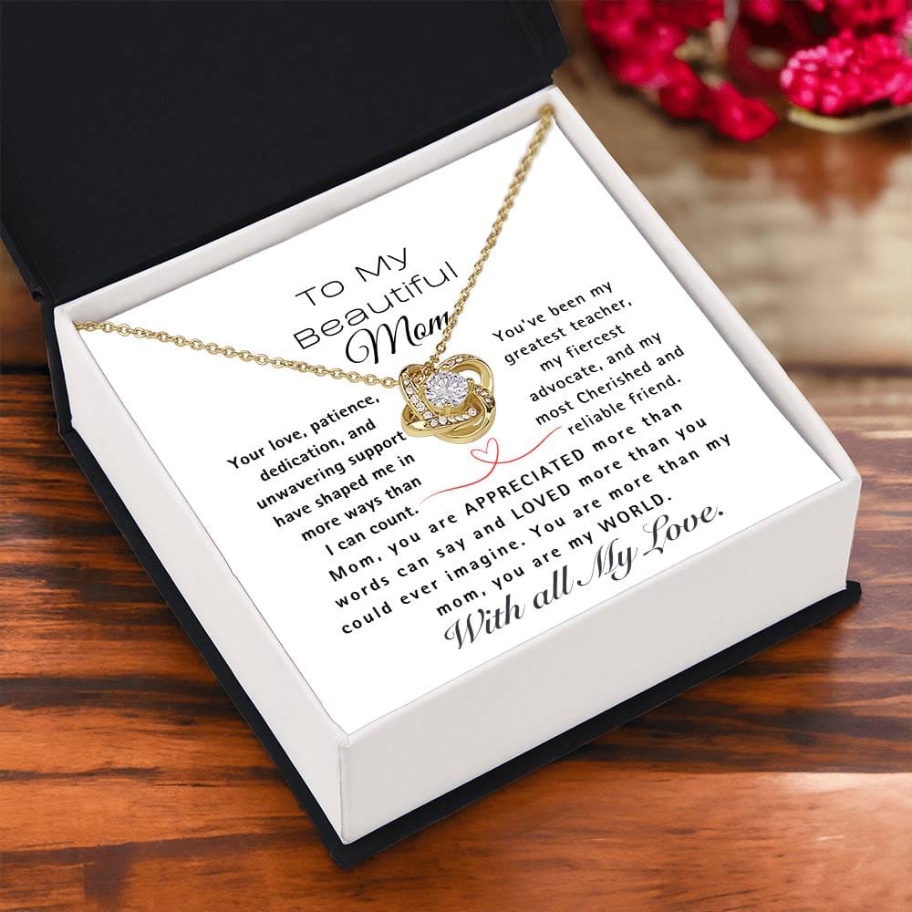 MOM, You are My World-Love Knot Necklace