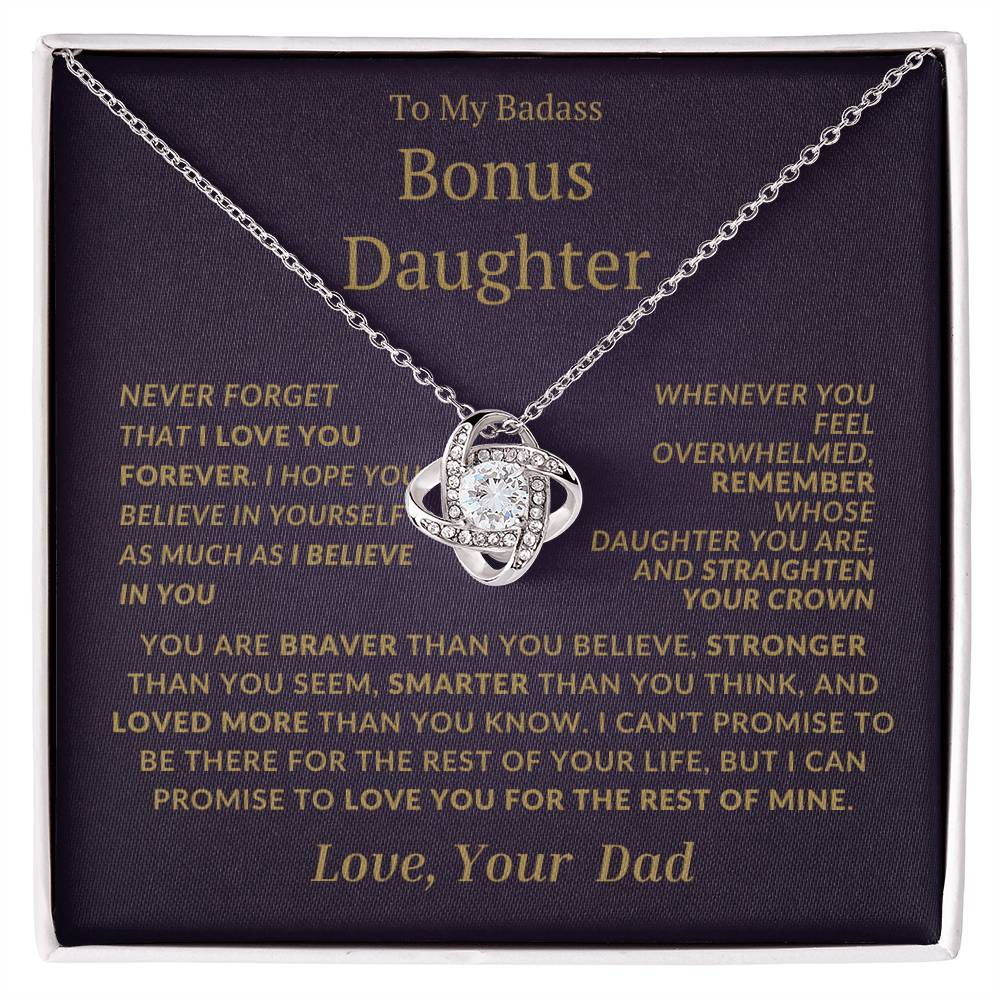 Badass Bonus Daughter Love Knot Necklace From Dad