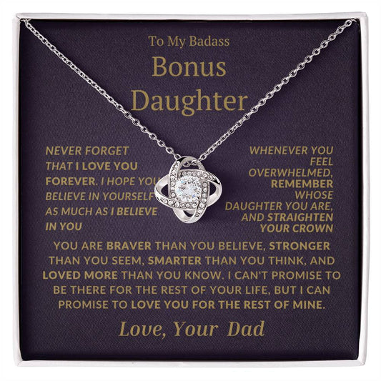 Badass Bonus Daughter Love Knot Necklace From Dad