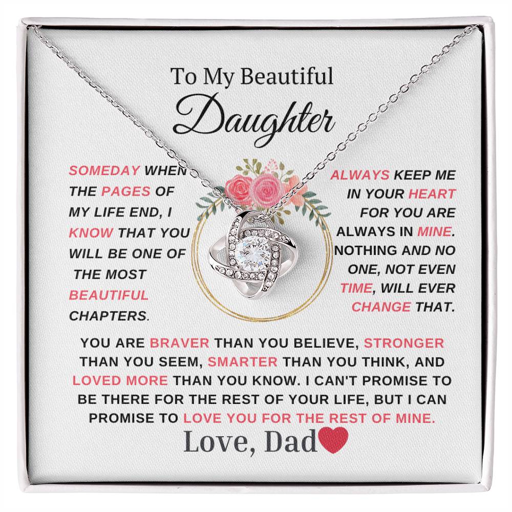 Daughter -Love Knot Necklace-  Love, Dad Pink