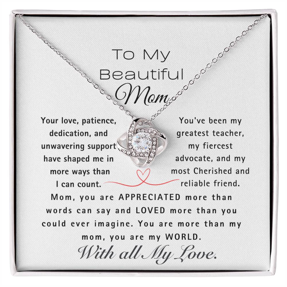 MOM, You are My World-Love Knot Necklace