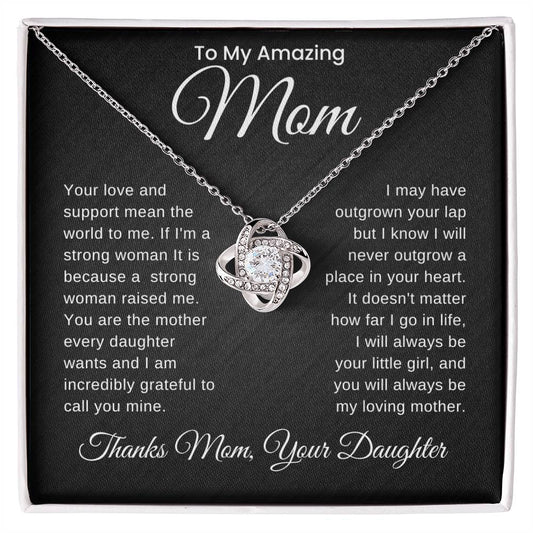 Strong Mom, Strong Daughter- Love Knot Necklace For Mom From Daughter