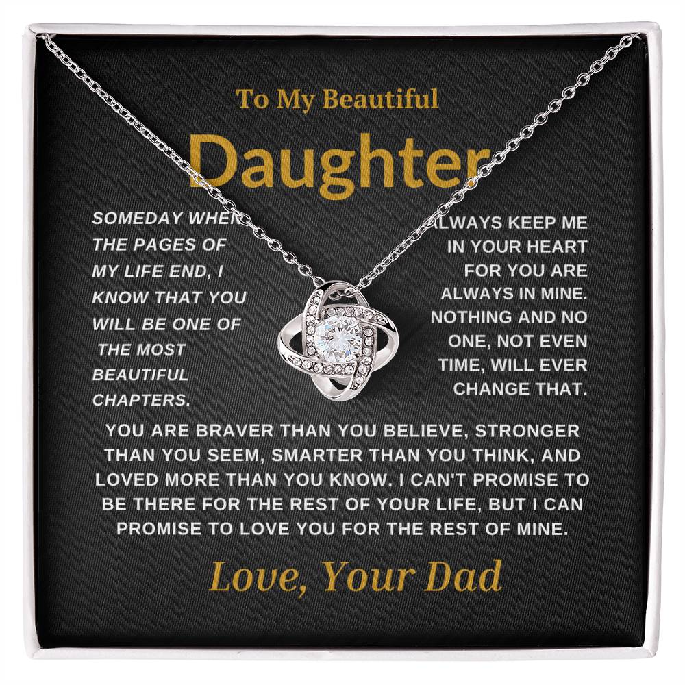 For My  Beautiful Daughter Love Knot Necklace-Dad Black Card