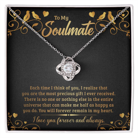 To My Soulmate  Love Knot Necklace