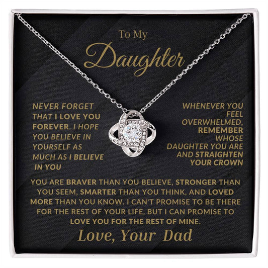 Daughter Love Knot Necklace From Dad-Black