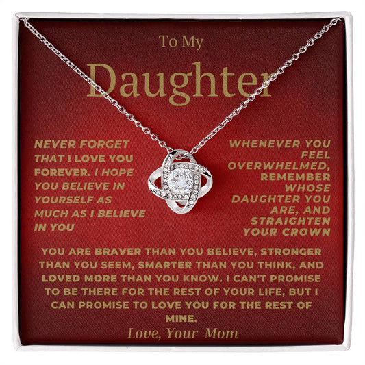 Daughter Love Knot Necklace From Mom Red