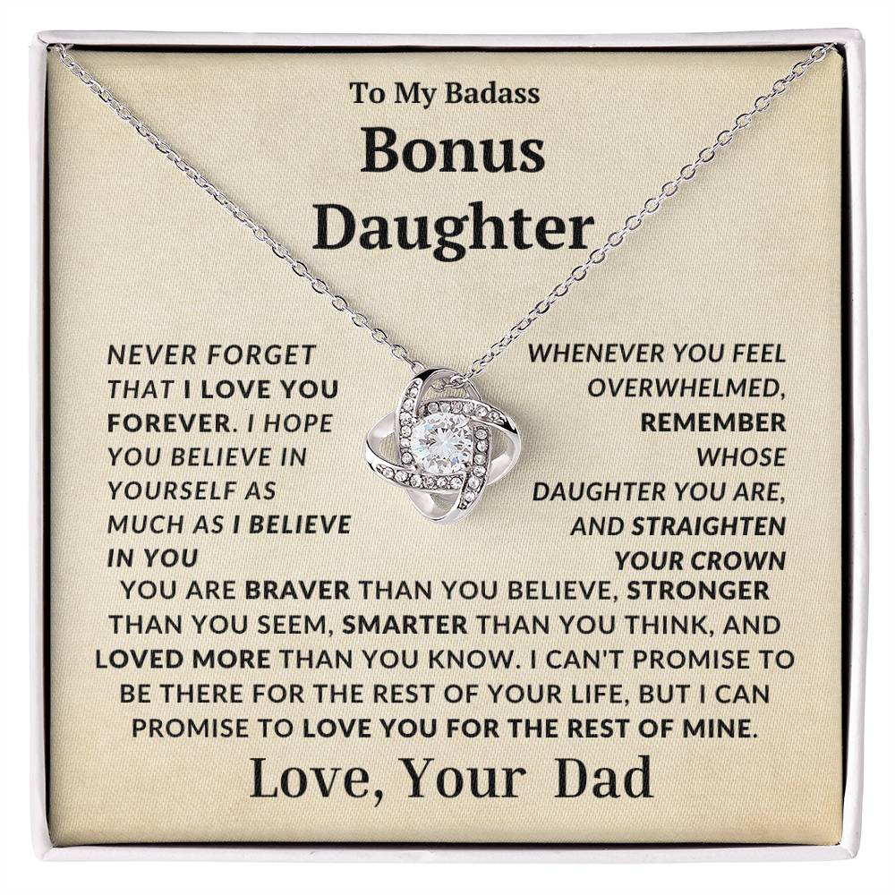 Bad Ass Bonus  Daughter Love Knot Necklace From Dad