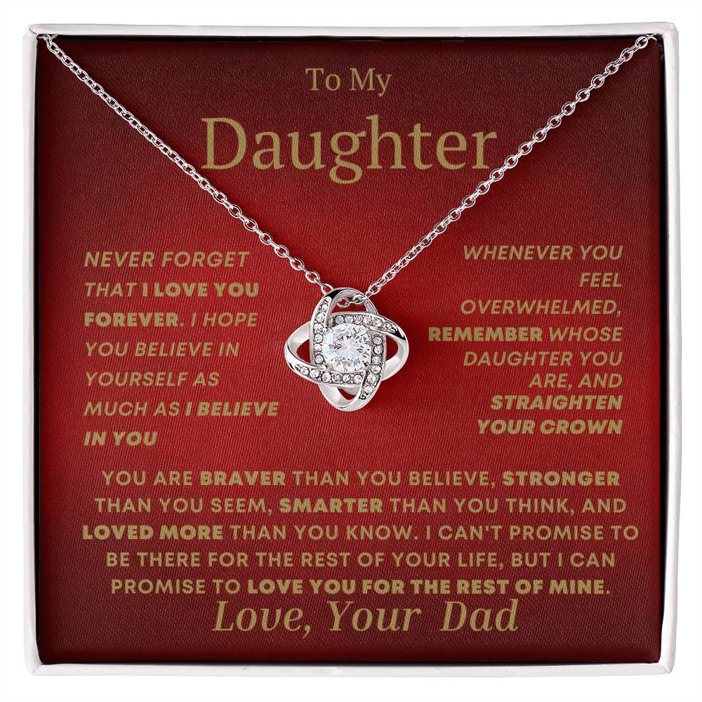 Daughter Love Knot Necklace From Dad Red