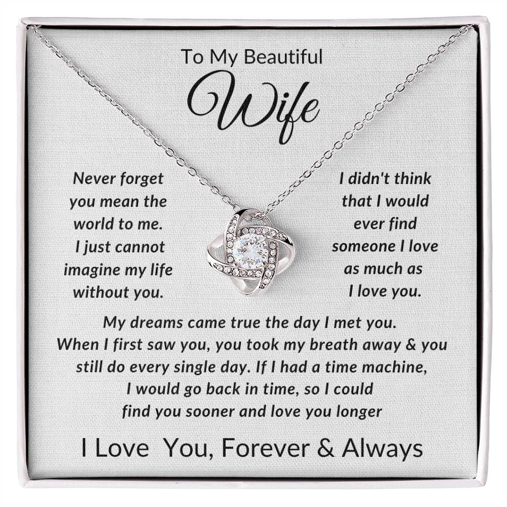 To My Wife-Never Forget You Mean The World to Me- Forever Together Necklace