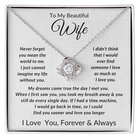 To My Wife-Never Forget You Mean The World to Me- Forever Together Necklace