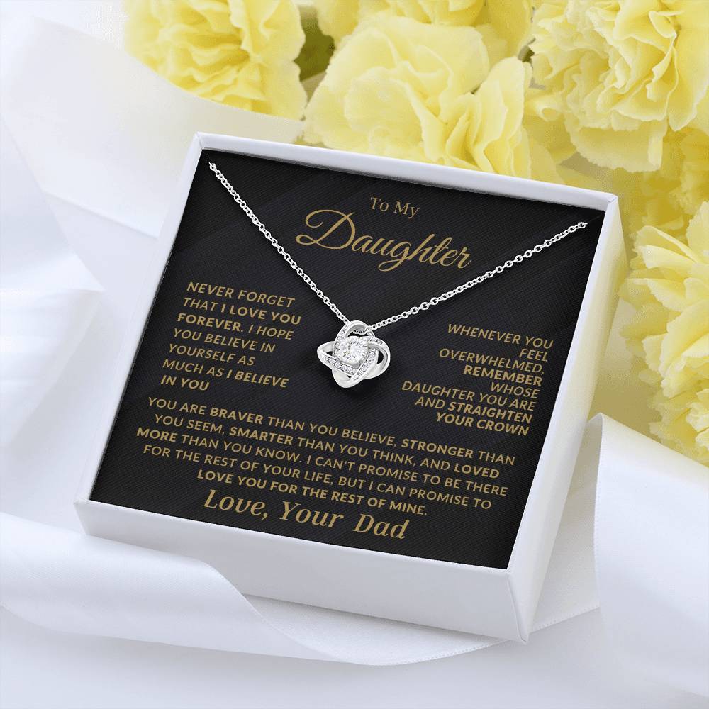 Daughter Love Knot Necklace From Dad-Black