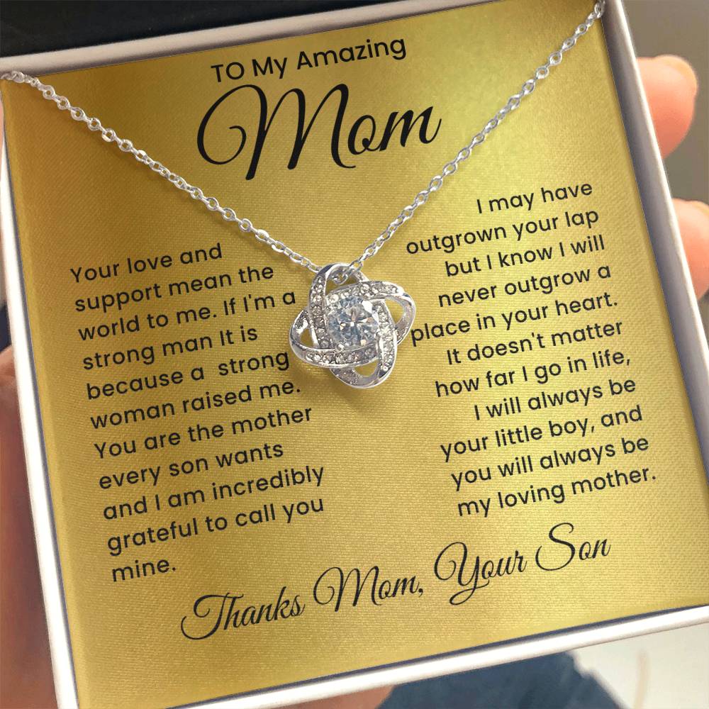 I Am Strong Because Of You- Love Knot Necklace From Son