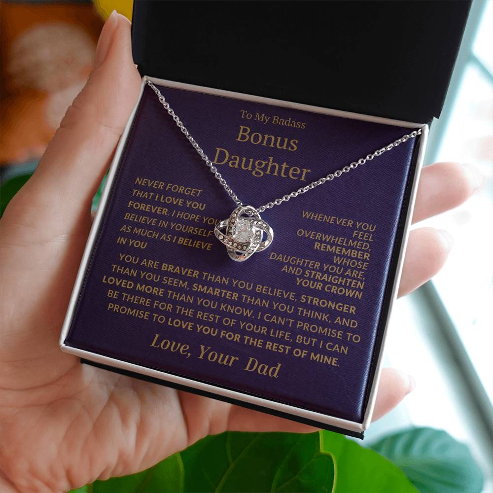 Badass Bonus Daughter Love Knot Necklace From Dad