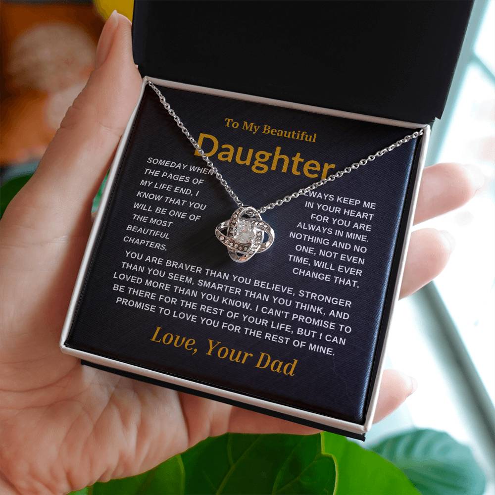 For My  Beautiful Daughter Love Knot Necklace-Dad Black Card