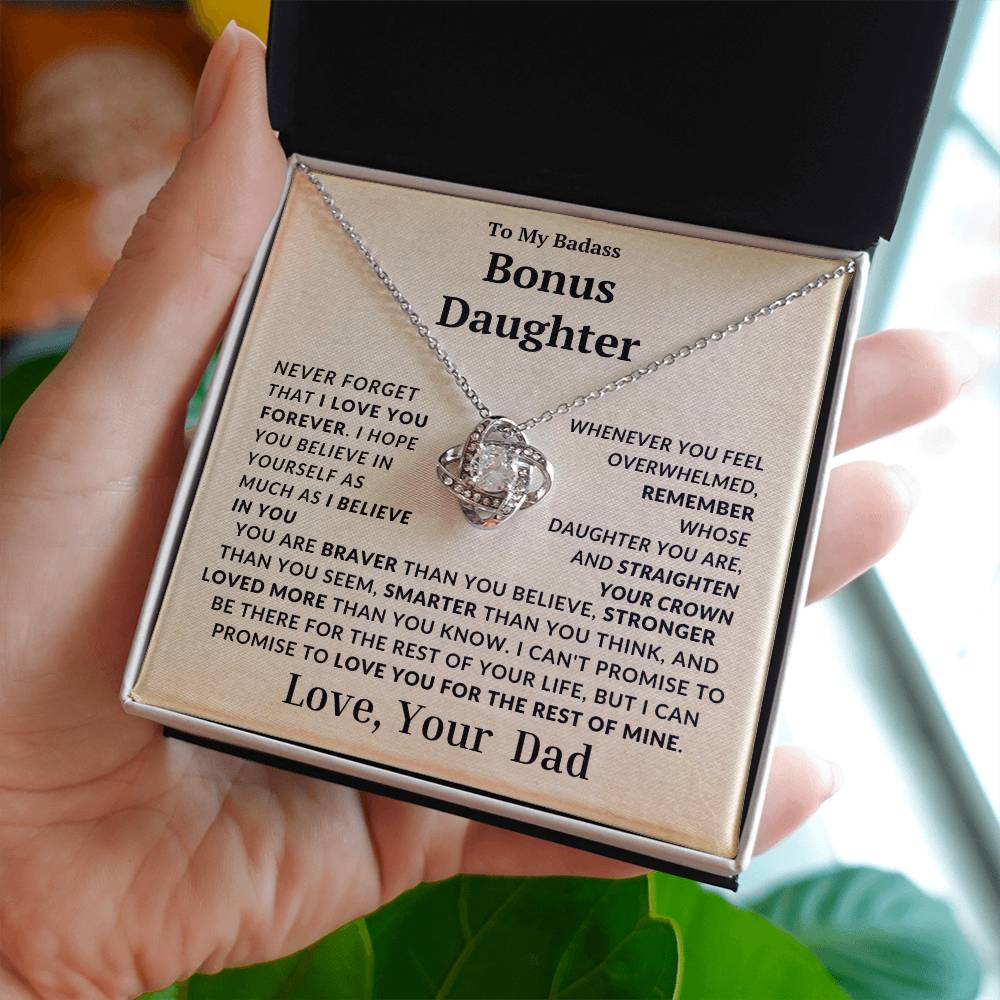 Bad Ass Bonus  Daughter Love Knot Necklace From Dad