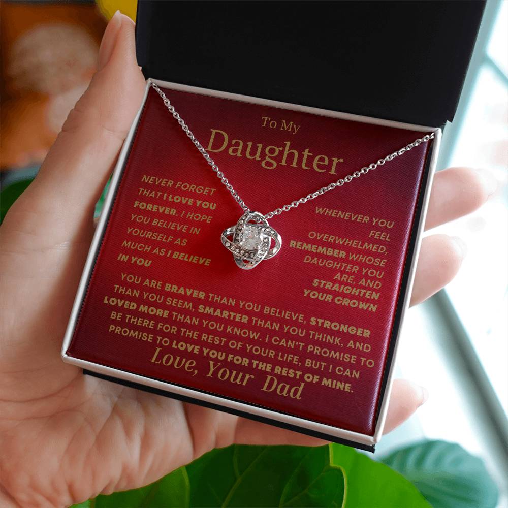 Daughter Love Knot Necklace From Dad Red