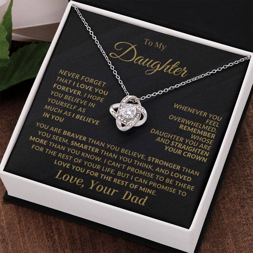 Daughter Love Knot Necklace From Dad-Black