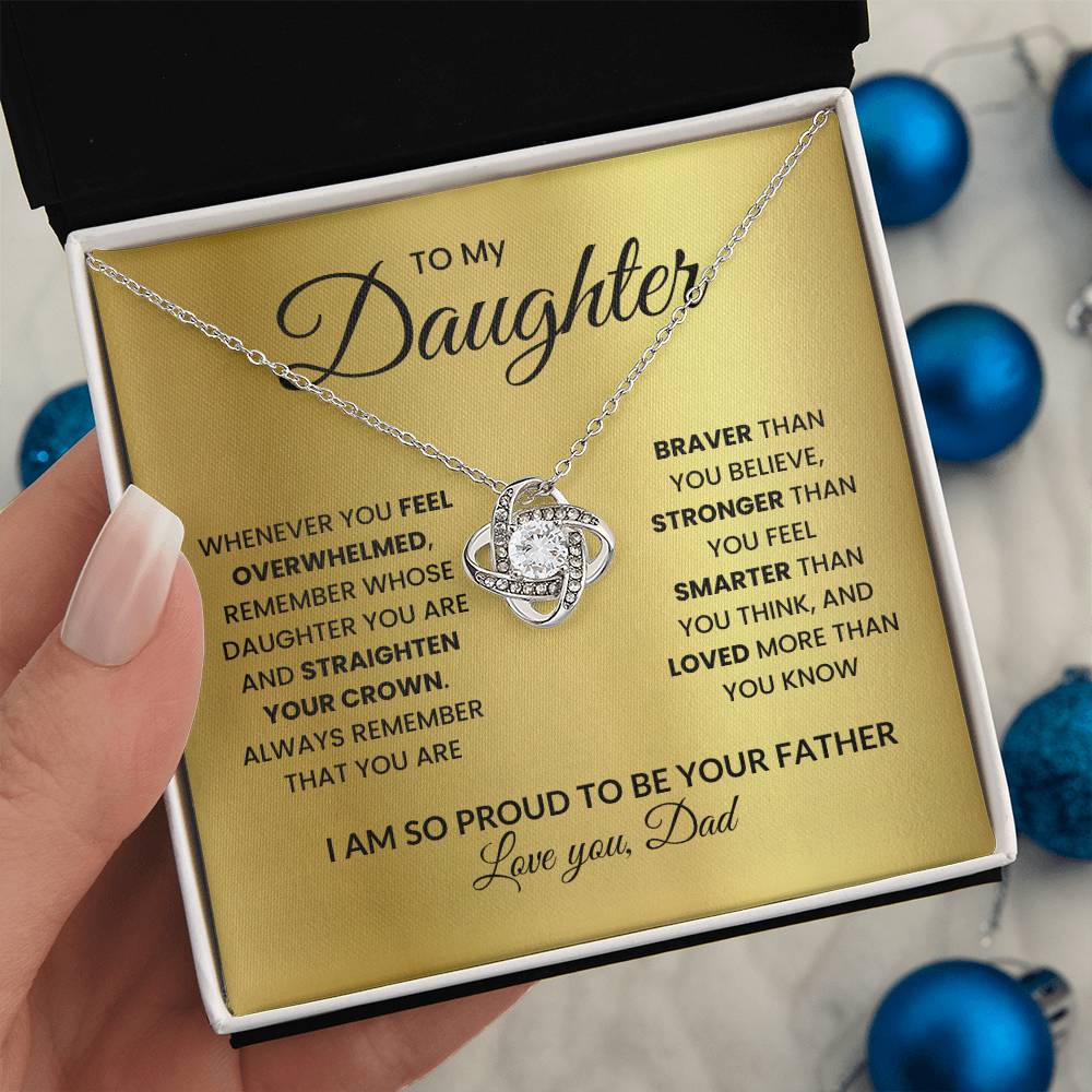 To My Daughter-Straighten Your Crown-Love Knot Necklace