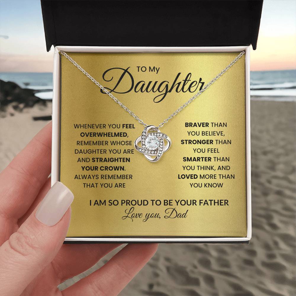 To My Daughter-Straighten Your Crown-Love Knot Necklace