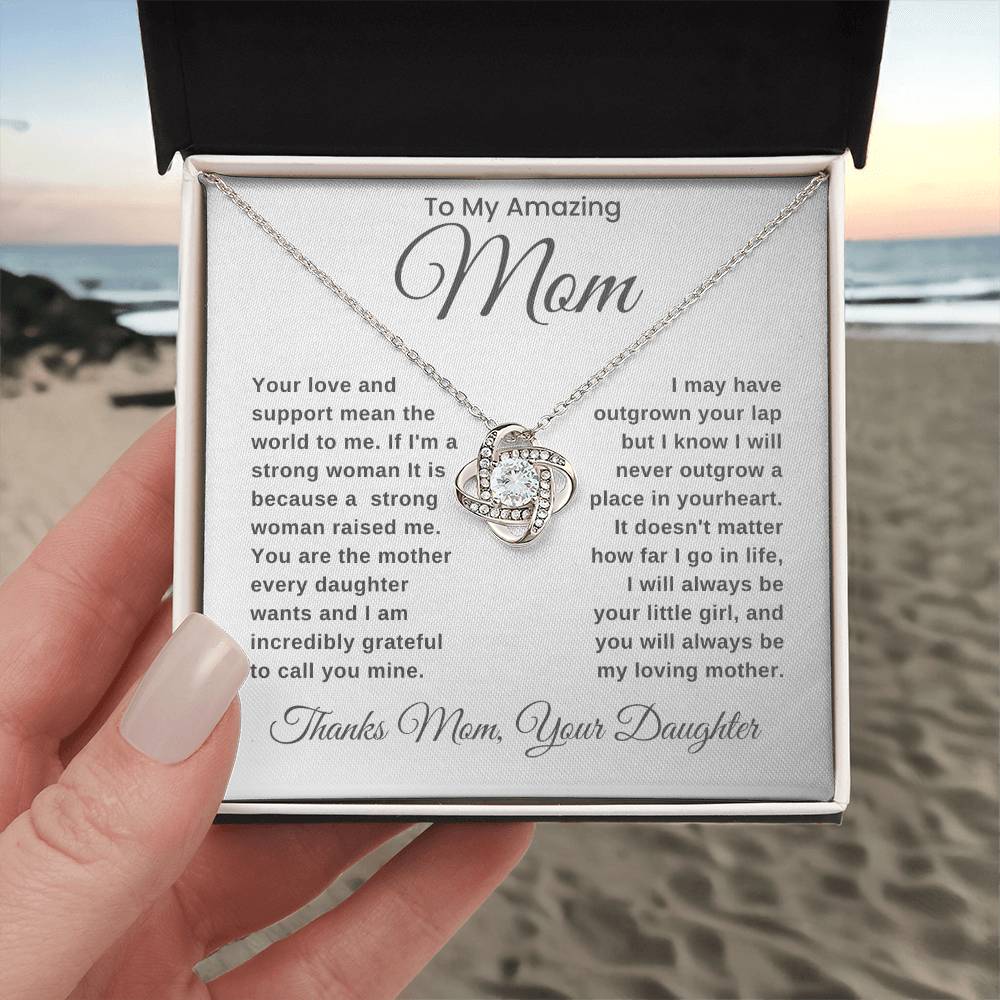 No Matter How Far I Go-Love Knot Necklace For Mom From Daughter