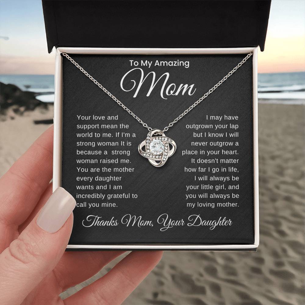 Strong Mom, Strong Daughter- Love Knot Necklace For Mom From Daughter