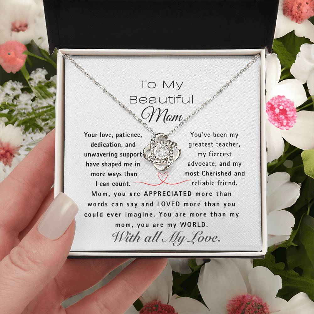 MOM, You are My World-Love Knot Necklace